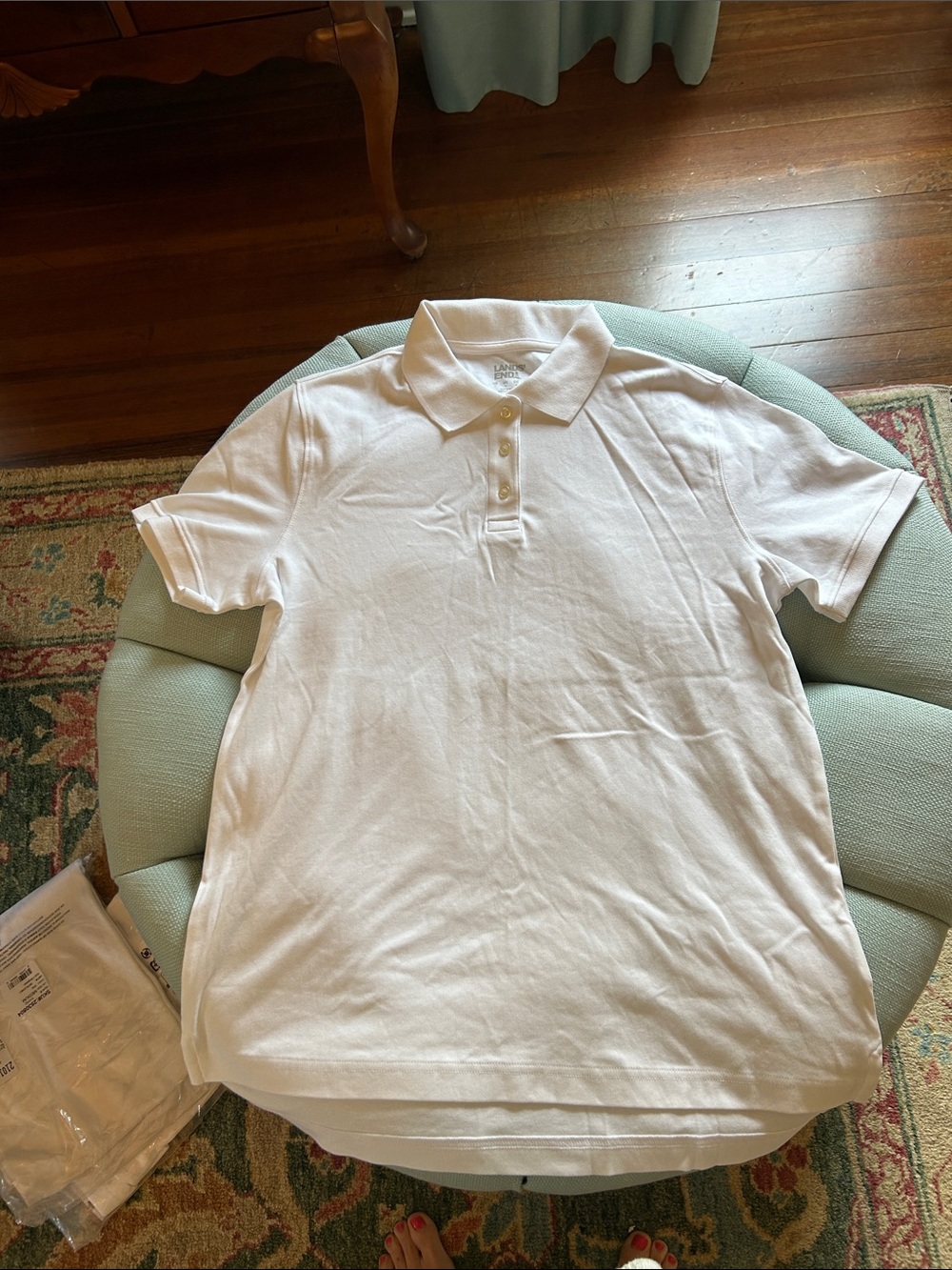 Lands' End White Polo Shirts - Set of Three